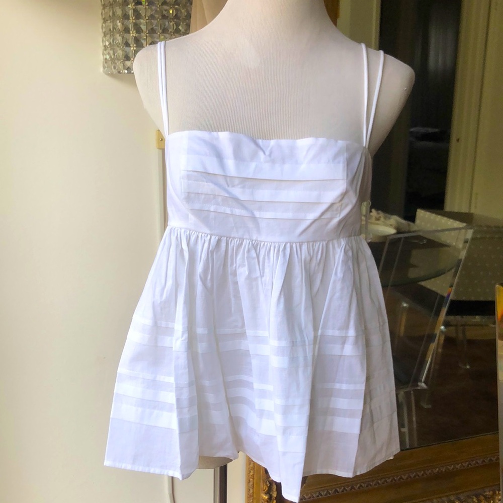 Staud cotton baby doll THEO Elegant White Women's sleeveless Top size 6 NWT MK